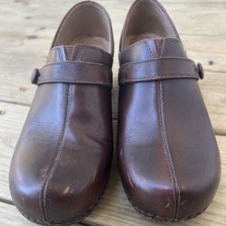 Dansko Solstice Leather Clogs Womens Size 41 Brown Slip On Mule Leather 