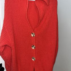 Free People Red Cardigan Size XS —$50