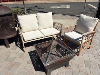 Outdoor Patio Furniture Set with Cushions & Fire Pit — $225 for Everything