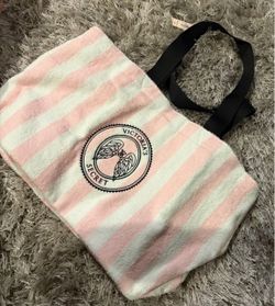 Victoria's Secret Pink Striped Terry Tote Bag