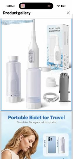 ONTHEWEI Handheld Electric Portable Travel Bidet, Pocket-Sized with Dual Pressure Modes, 360° Nozzle, IPX7 Waterproof & USB-C Rapid Charge for Postpar