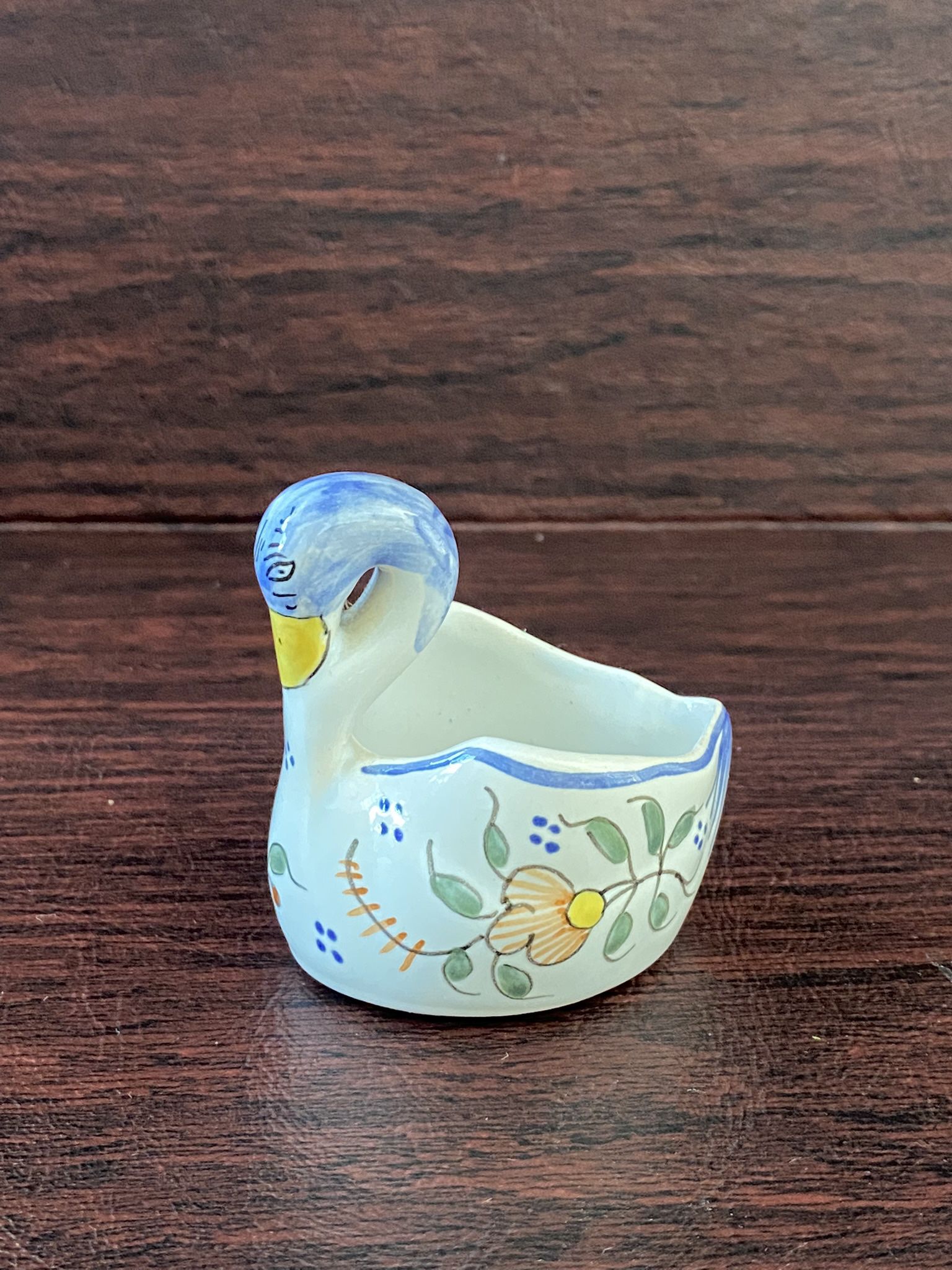 Vintage French Pottery - Handmade Swan 