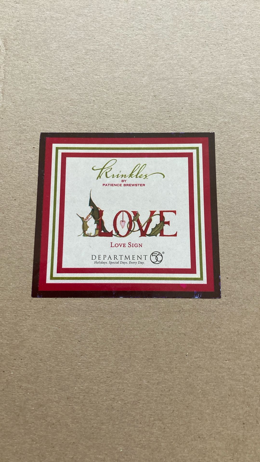 Dept 56 Krinkles Love Sign