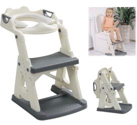 Potty Training Toilet Seat with Step Stool, 2 in 1 Toddler Potty Seat with Ladder and Splash Guard