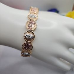 Virgin Mary With Elephants Adjustable Bracelet Gold-plated 18k 3-colors 