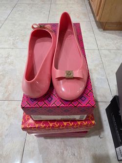 Brand New Tory Burch Pink Jelly Bow Flats – Size 7
