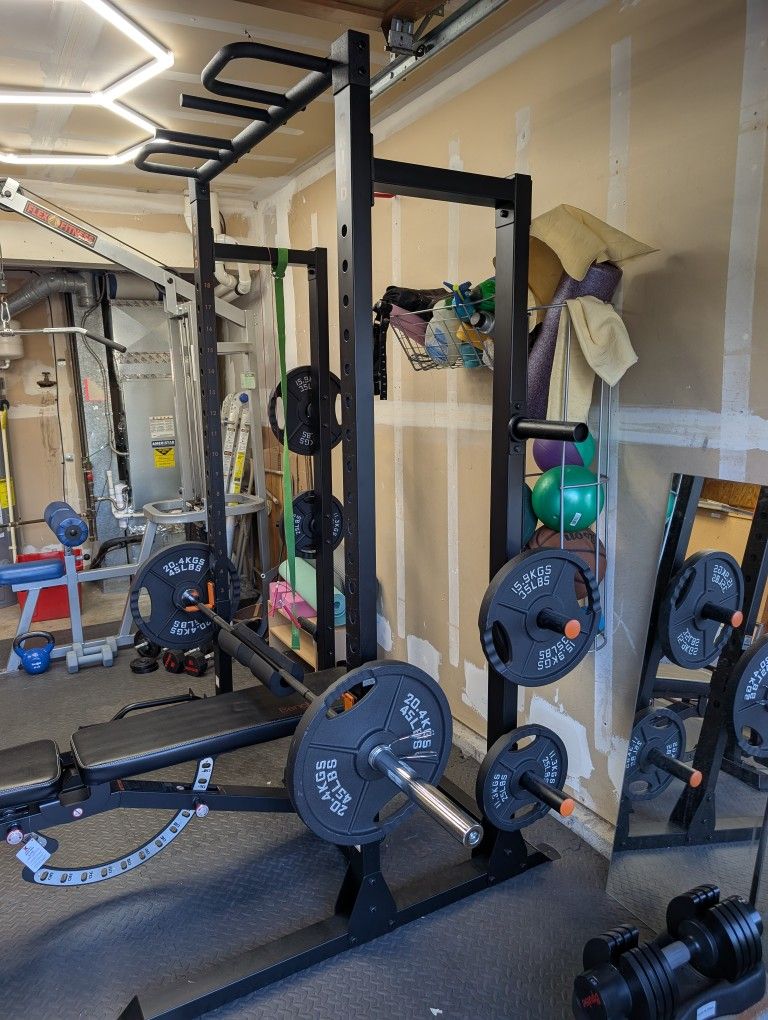 Rack, Weights and Bar