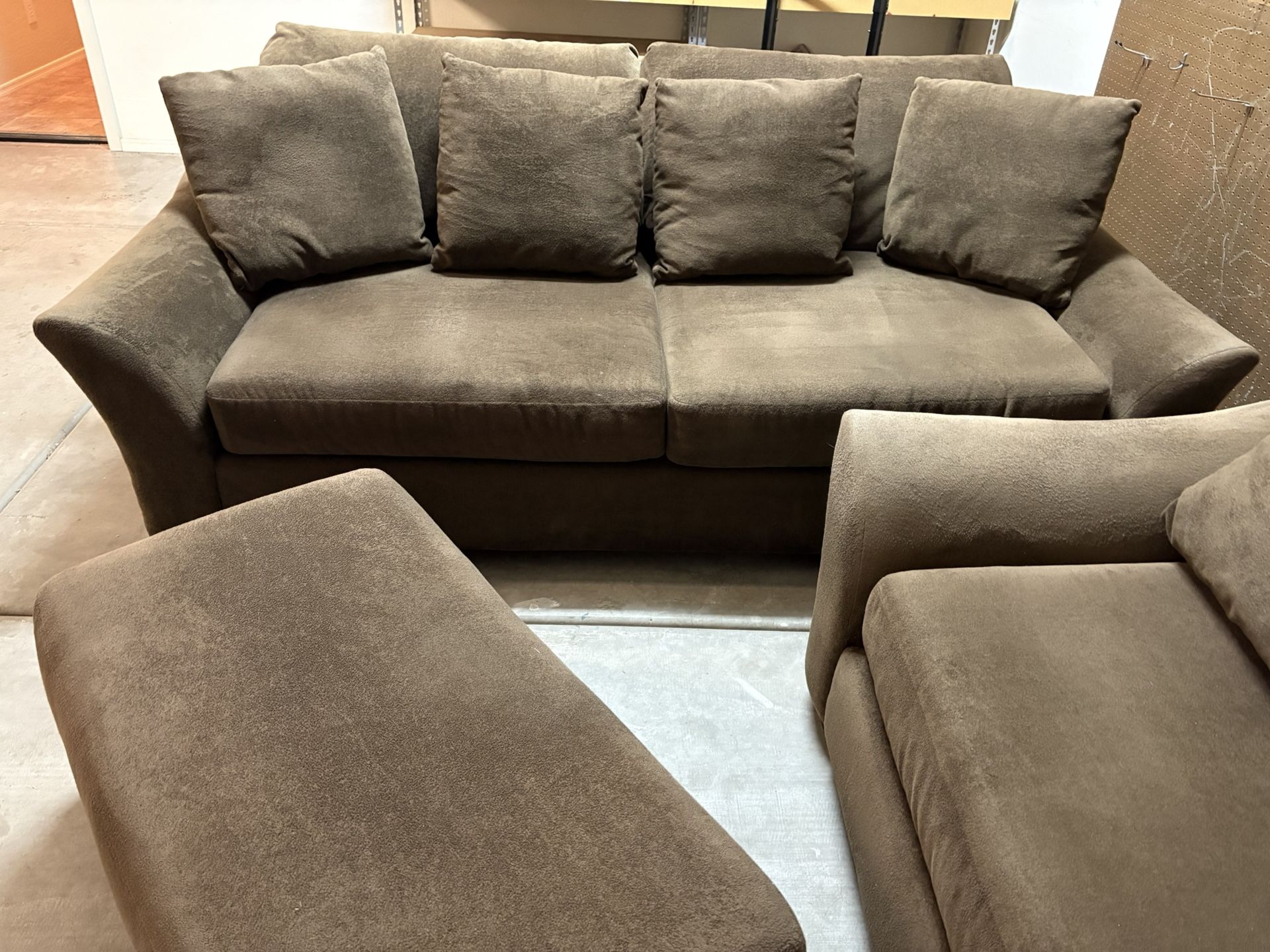 Couch Set Chair And Ottoman Brown
