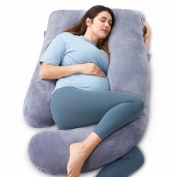 Momcozy Pregnancy Pillows for Sleeping, U Shaped Full Body Maternity Pillow with Removable Cover - Support for Back, Legs, Belly, HIPS for Pregnant Wo