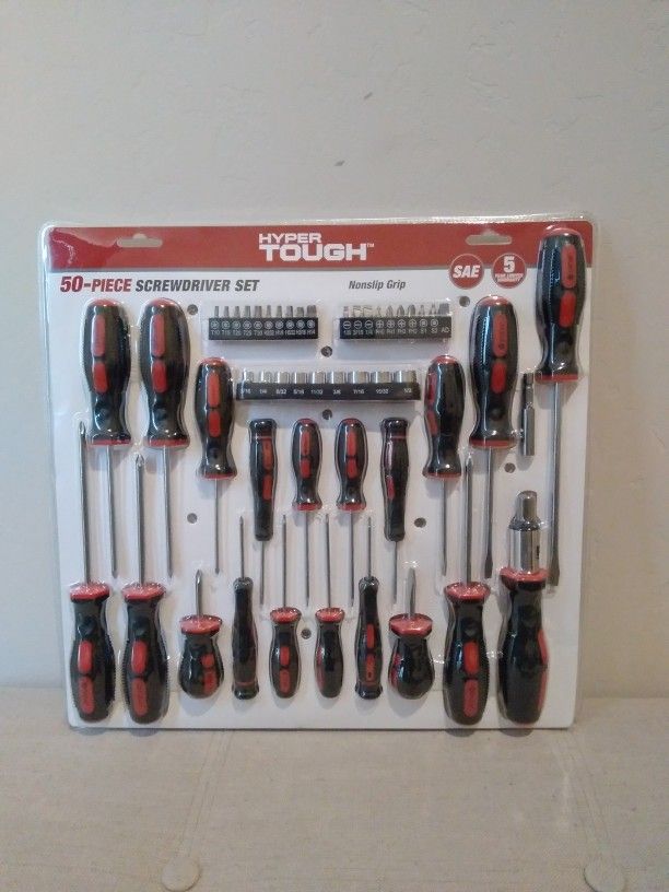 Hyper Tough 50-Piece Screwdriver Set, Black, Red, Model 51002