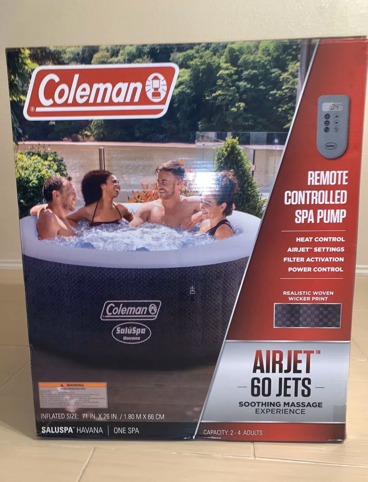 Coleman SaluSpa 2-4 Person Portable Inflatable Outdoor Hot Tub Spa w/Remote NEW