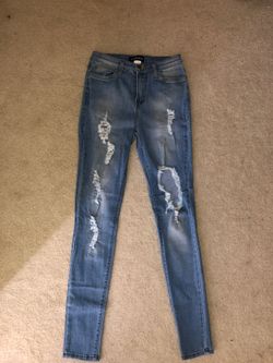 FashionNova Distressed High Waisted Denim Jeans Size 5
