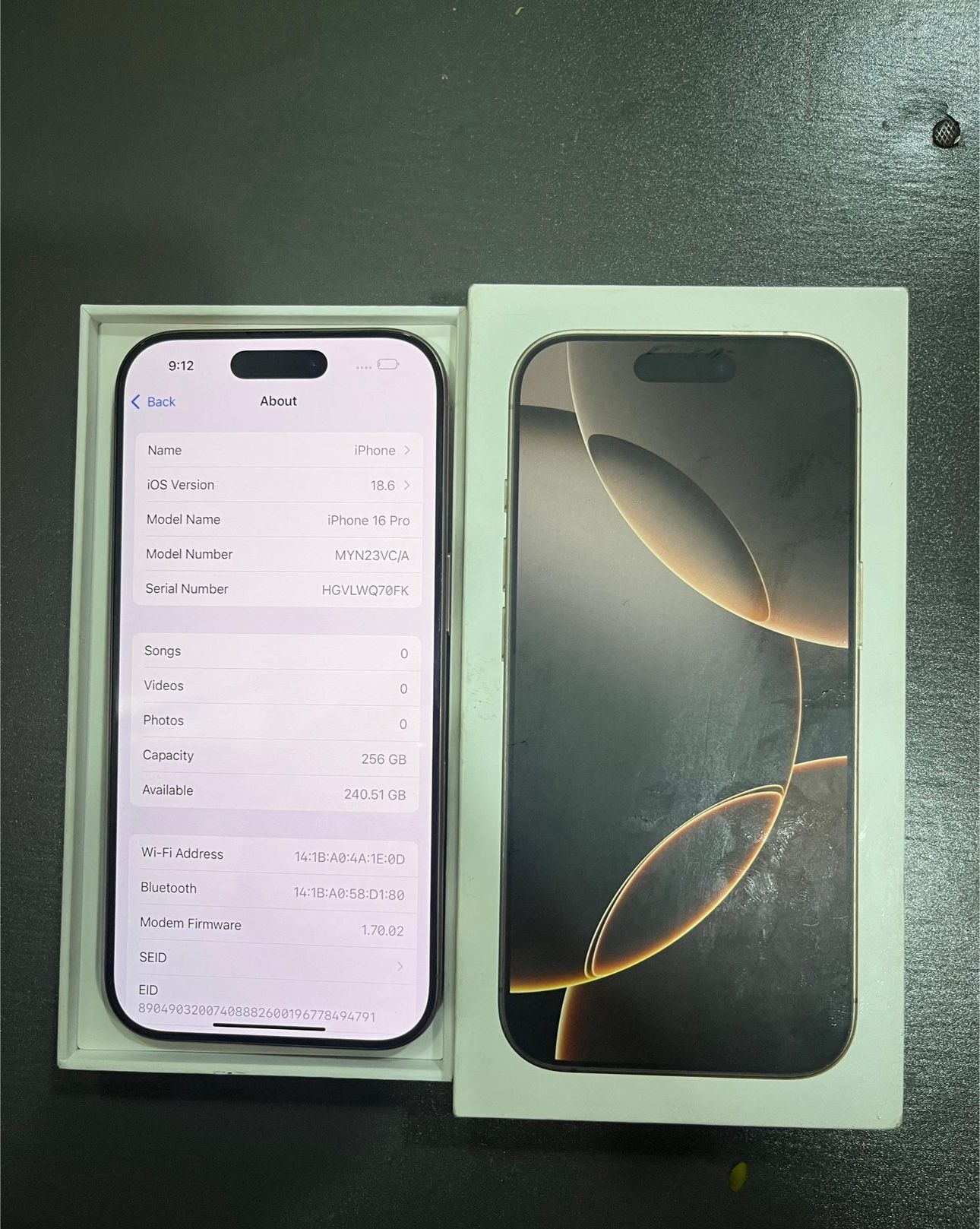 Open Box IPhone 16pro 256gb gold Color