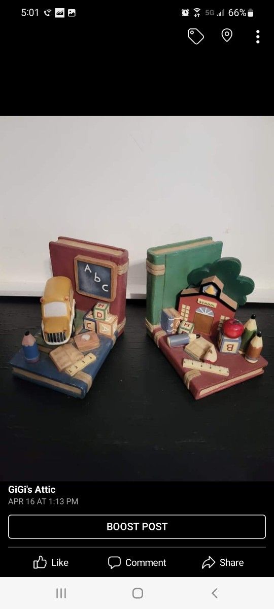 Vintage back to school bookends
