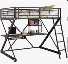 FULL BLACK METAL LOFT BUNK BED