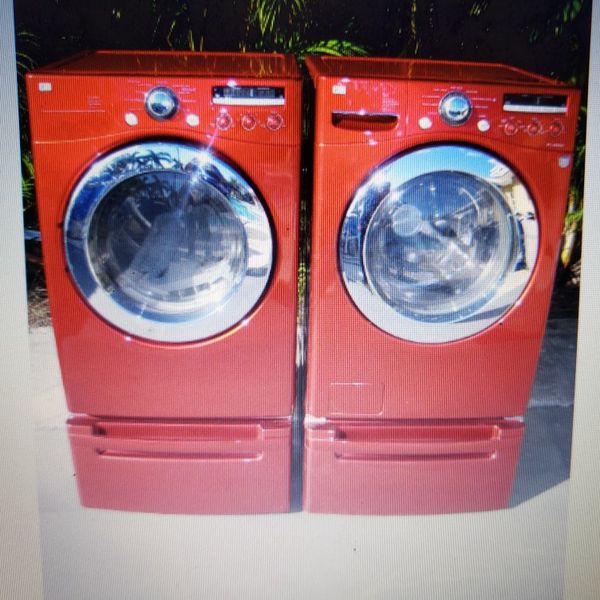 LG RED WASHER AND ELECTRIC DRYER SUPERCAPACITY WITH PEDESTALS for Sale in Hialeah, FL OfferUp