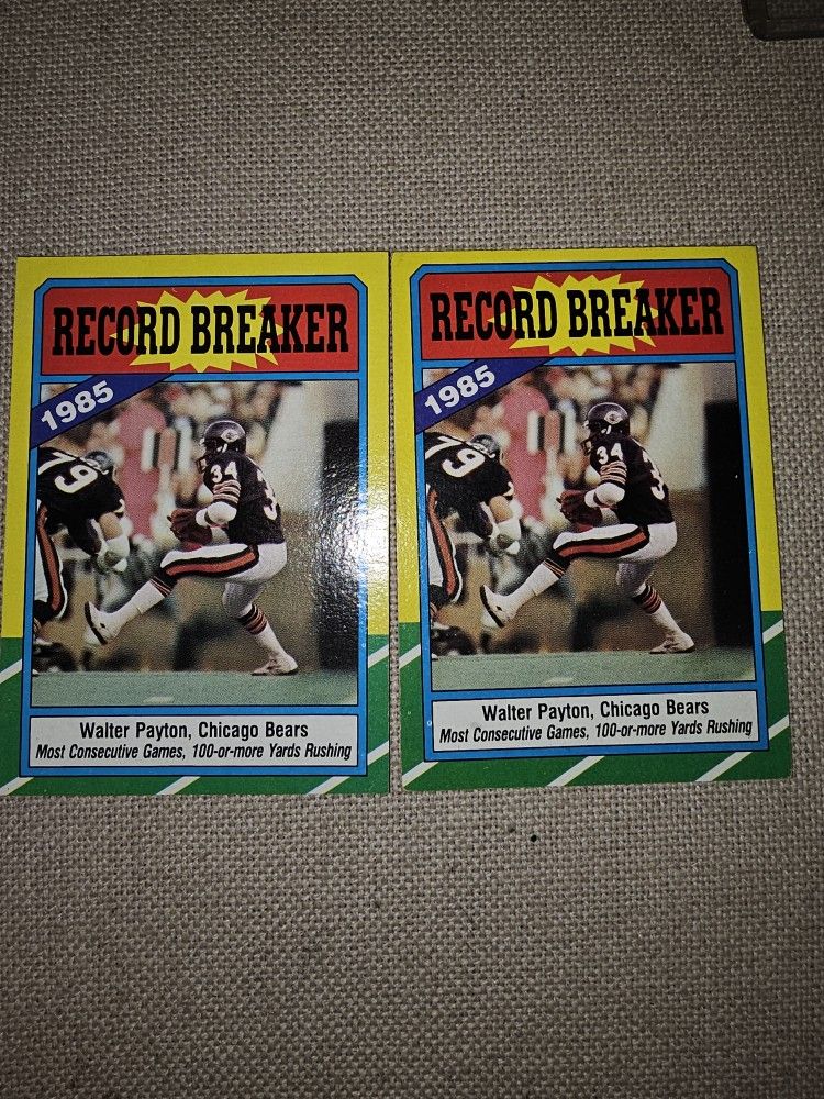 2 1986 Topps Record Breakers Walter Payton