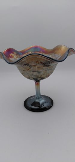 Beautiful Vintage Northwood Amethyst Carnival Glass Compote/ Candy Dish