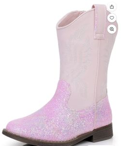 New girls glitter pink cowboy boots size 4 (big girl)