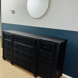 Elegant Black Vintage 12 Drawer Dresser 