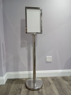 Chrome Pedestal Sign Stand with Frame