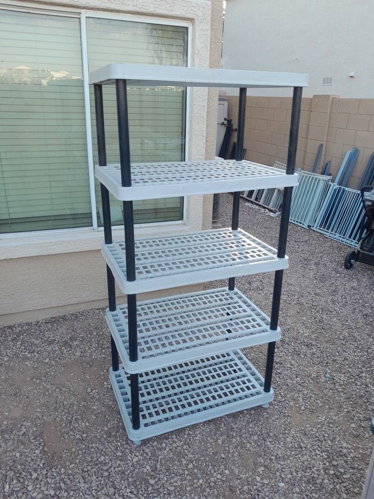 5 Tier Plastic Utility Shelving Unit 36x24x74 Garage Shelves