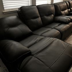 Black Reclining Loveseat With Console, Couch With USB 