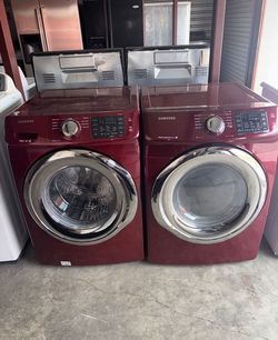 Maroon Samsung Washer And Electric Dryer Matching Set
