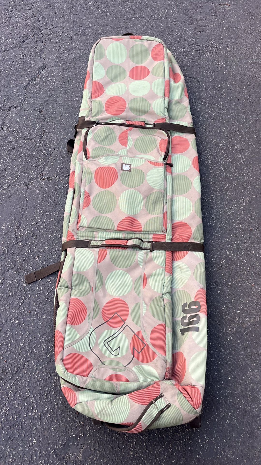 Burton extra large padded wheelie roller snowboard bag 166 cm.