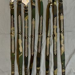 Wholesale Lot 8 MIRAGE Green Camo Rhinestone Studded Dog Pet Collar 18 20 22 USA