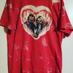 Chucky And His Bride Horror Bleached Shirt