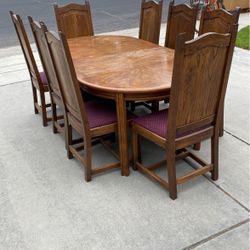 8 Chairs And 7ft (4 Part) Dining Table Set