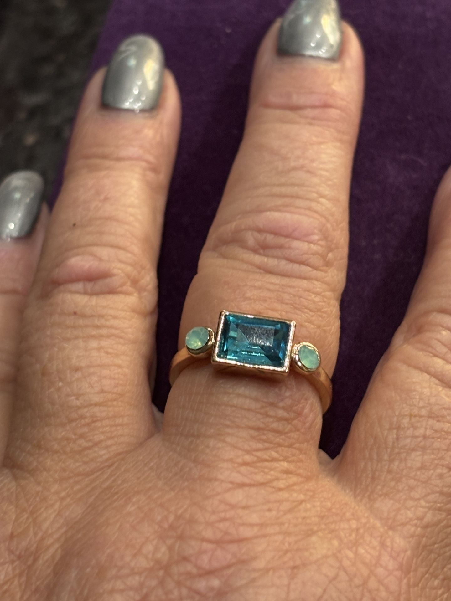Custom ring with blue and white stones Size 8