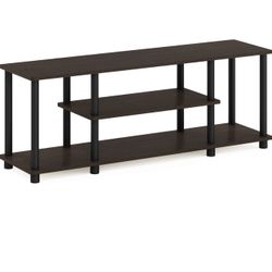 Turn-N-Tube No Tools 3D 3-Tier Entertainment TV Stand up to 50 inch TV, Round Tubes, Dark Brown / Black