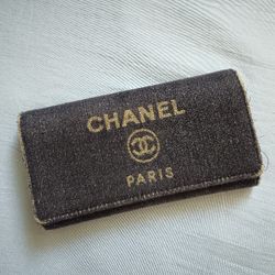 Chanel Blue Linen Wallet 