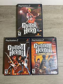 Sony PlayStation 2 PS2 Guitar Hero 1 2 & 3 Game Bundle Complete In Box UNTESTED