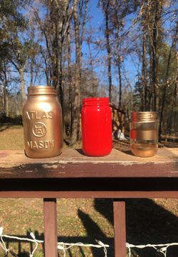 Gold and Red Mason Jar Set