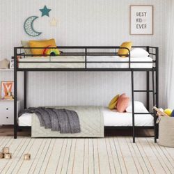 Twin-over-Twin Low Profile Junior Bunk Bed, Black 