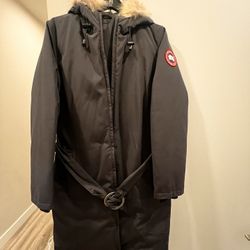 Canada Goose Whistler Fur-Trim Belted Coat Size M