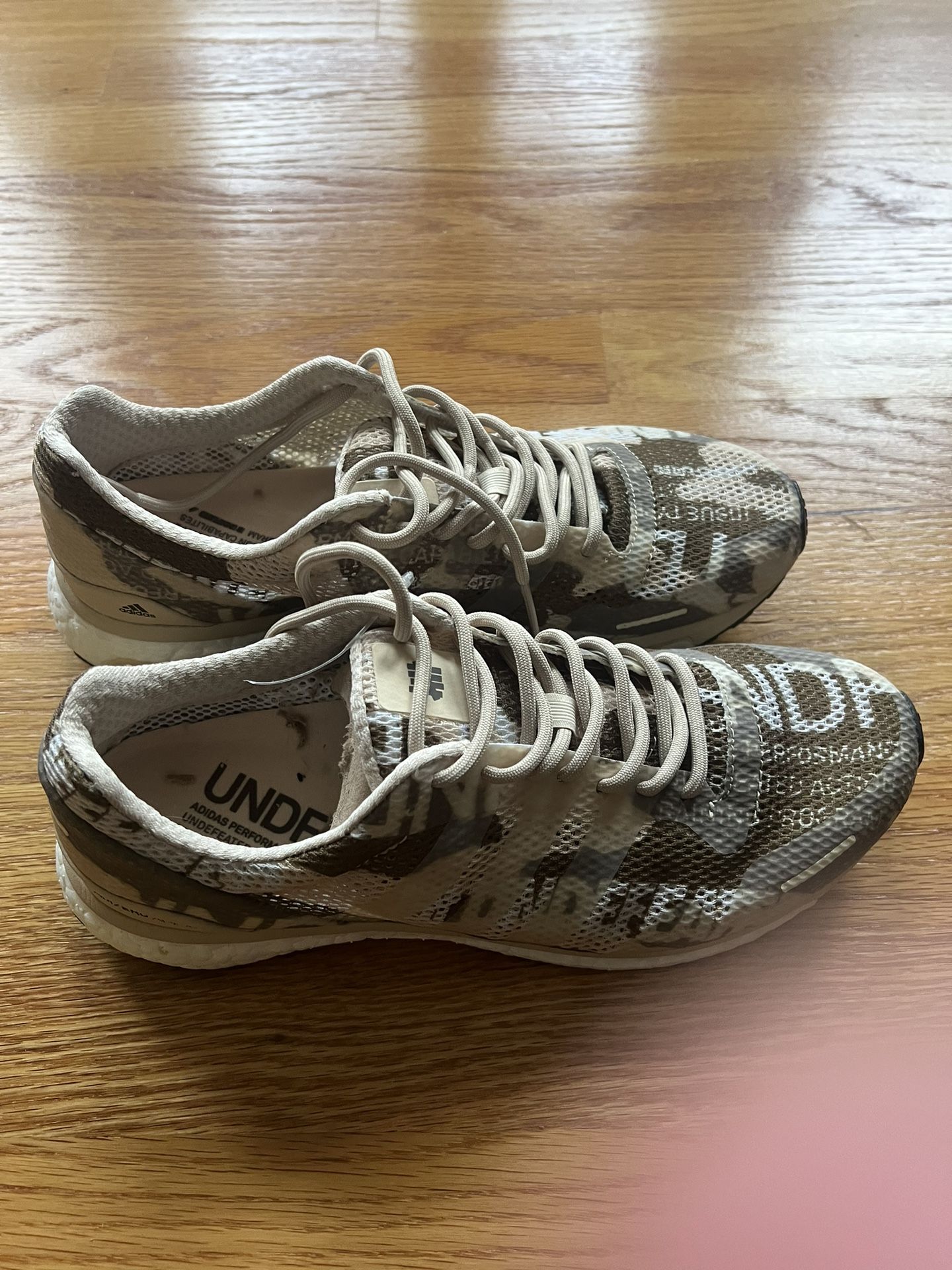 New Adidas Mens AdiZero Adios 3 Undefeated Boost Sneakers Camo Tan Mesh 7.5