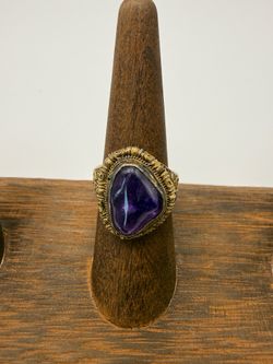 Antique Adjustable Chinese Export Amethyst Silver Filigree Ring