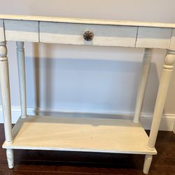 ⸻  Charming Distressed Farmhouse Console Table with Drawer & Shelf