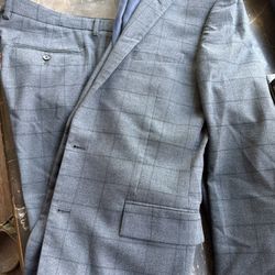 J.Crew Flex Wool Slim Suit 42L – Modern Grey Windowpane – $180