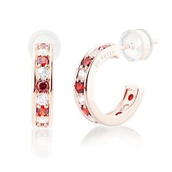 Brand New 14K rose gold Lightweight Open small hoop Earrings Women's Color Cubic