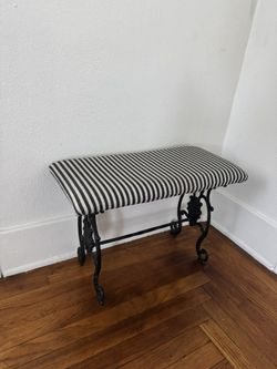 Vintage Striped Iron Bench