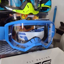 Fly racing off-road goggles brand new blue with clear lens