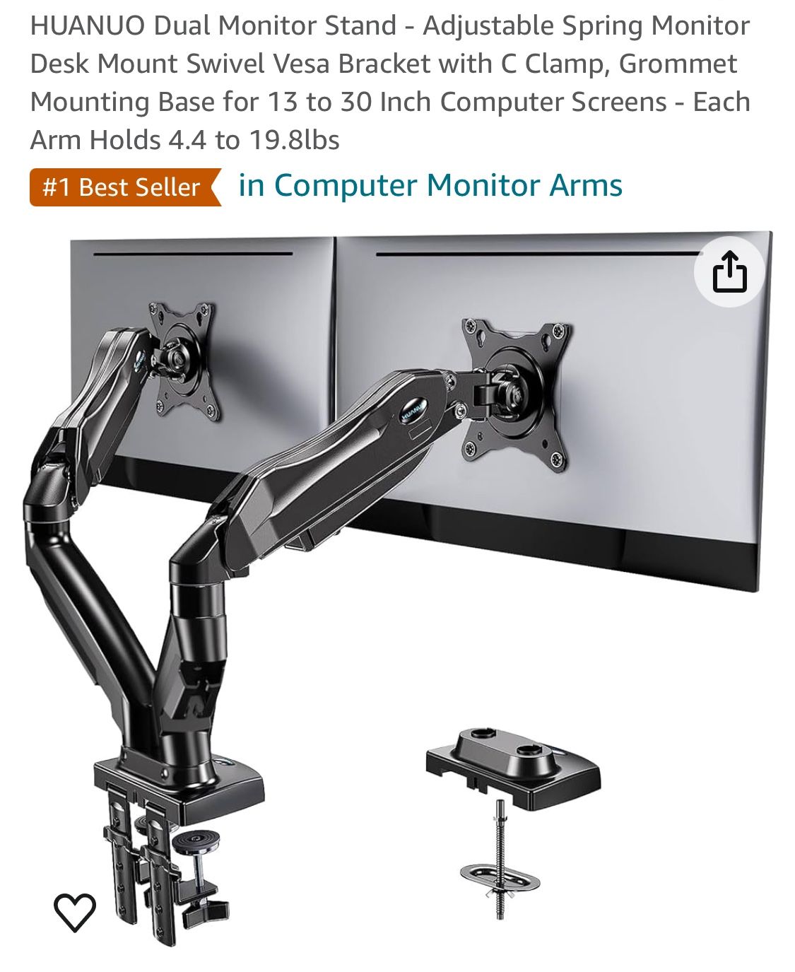 1 Computer monitor with Dual Monitor Stand