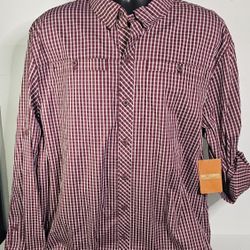 Reel Legends Performance Outfitters Fishing Shirt Mens XL Red Plaid 