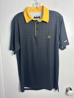 RSVLTS Batman Performance Short Sleeve Polo Shirt Men's Small Black Yellow