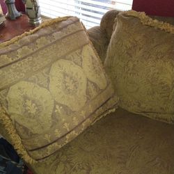 Gently Used Gold Couch W Down Pillows